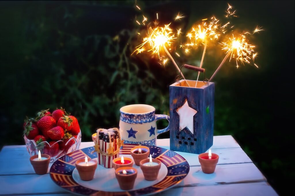 How to decorate your house for the Fourth of July 3 Create a charming Fourth of July ambiance with these easy DIY mason jar luminaries, perfect for adding a touch of light to your celebration.