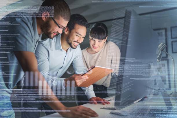 A diverse team works together to verify fake news articles.