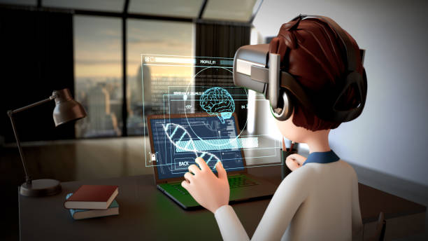 A financial advisor avatar providing services to a client avatar within a virtual bank in the metaverse. (Market and products and services in the metaverse)